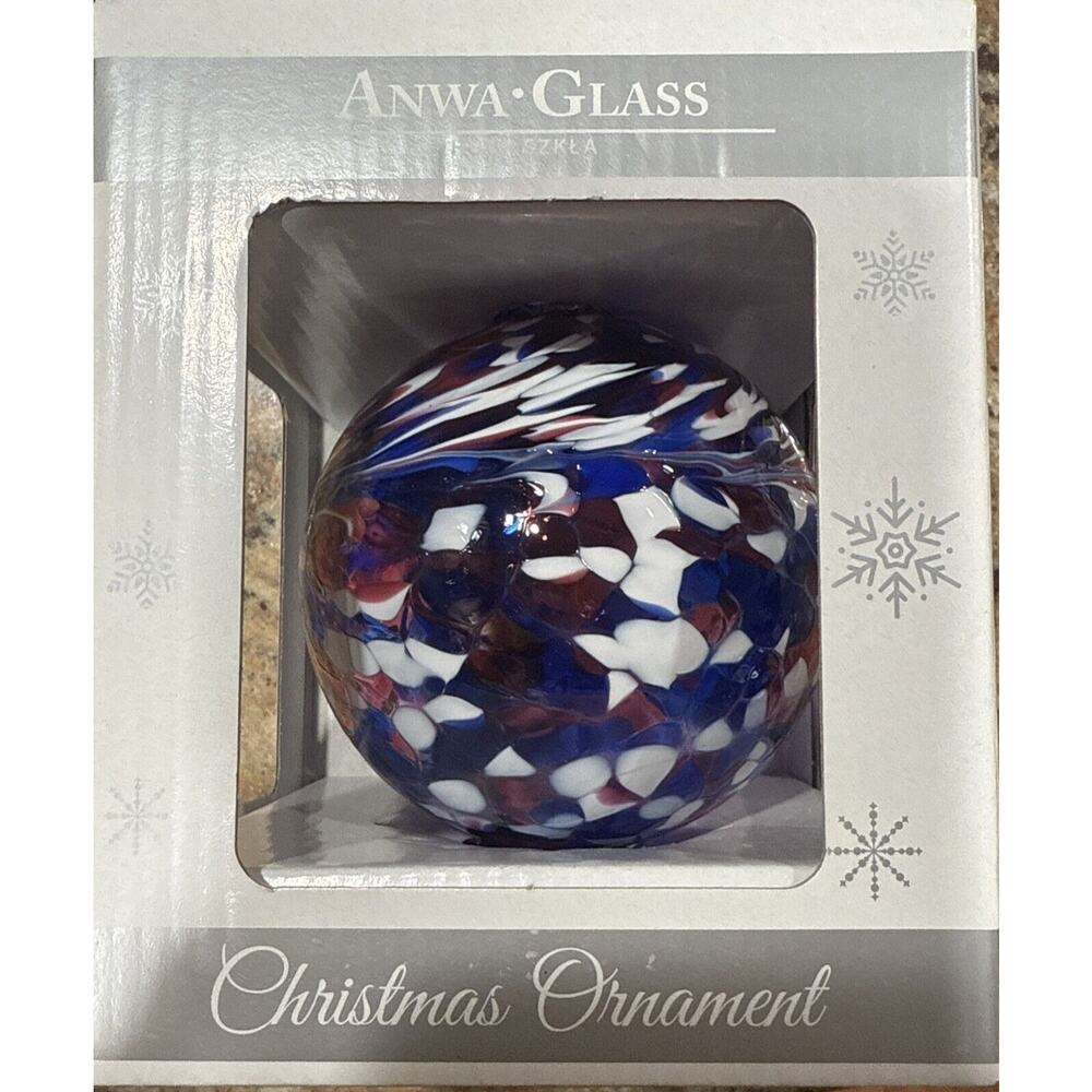 Anwa Glass Hand Blown Multicolor Christmas Ornament – Poland